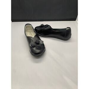 Smaibulun Womens Mama Love Slip On Flats Black Flower Trim